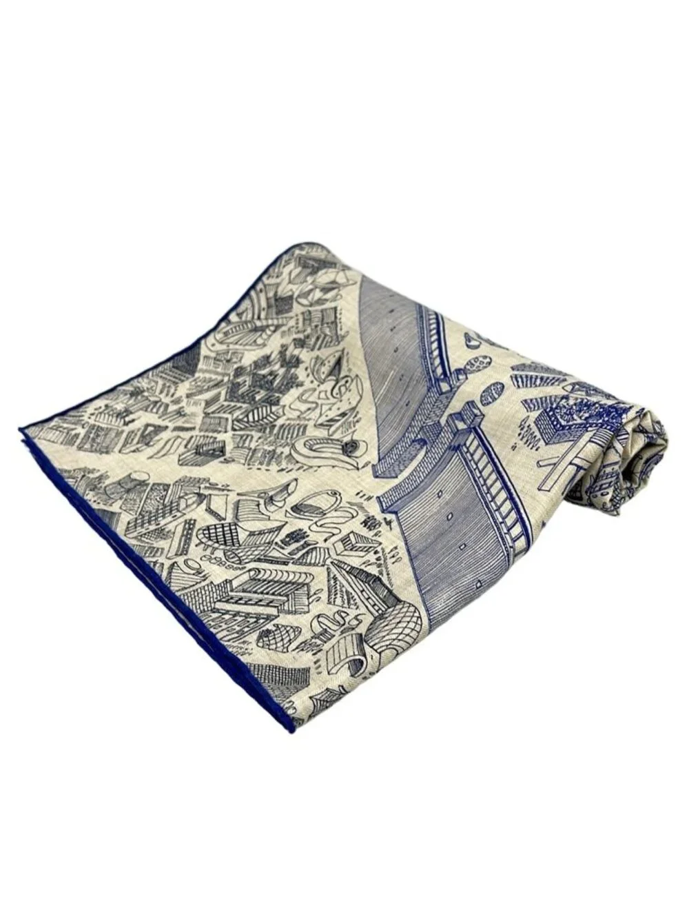 Hermes Shawl Carre Geant 140 Natural Blue Royal Petrol Cashmere Silk Scarf